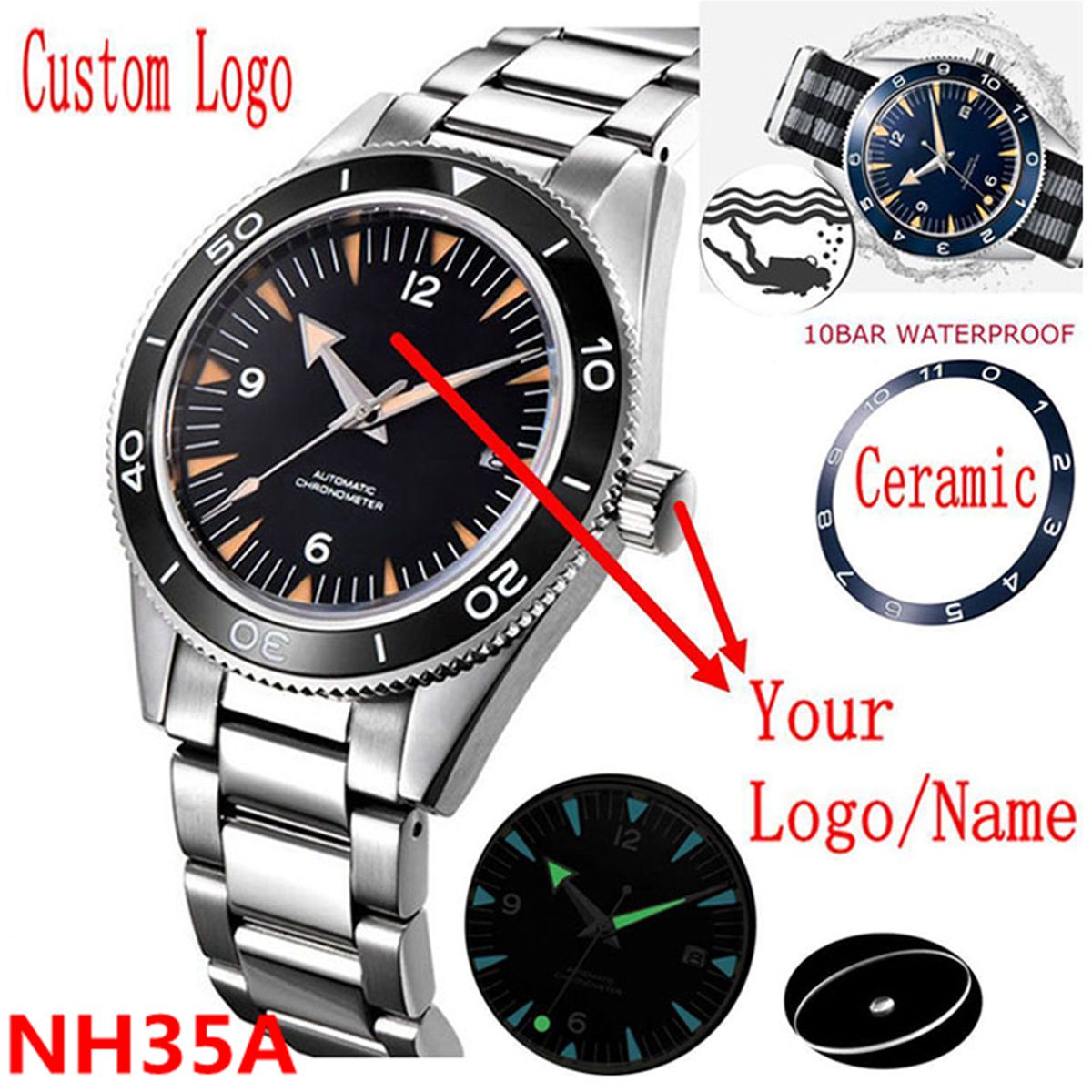 Luxury Watch Exchange - 사용자 정의 로고 NH35 무브먼트 시계