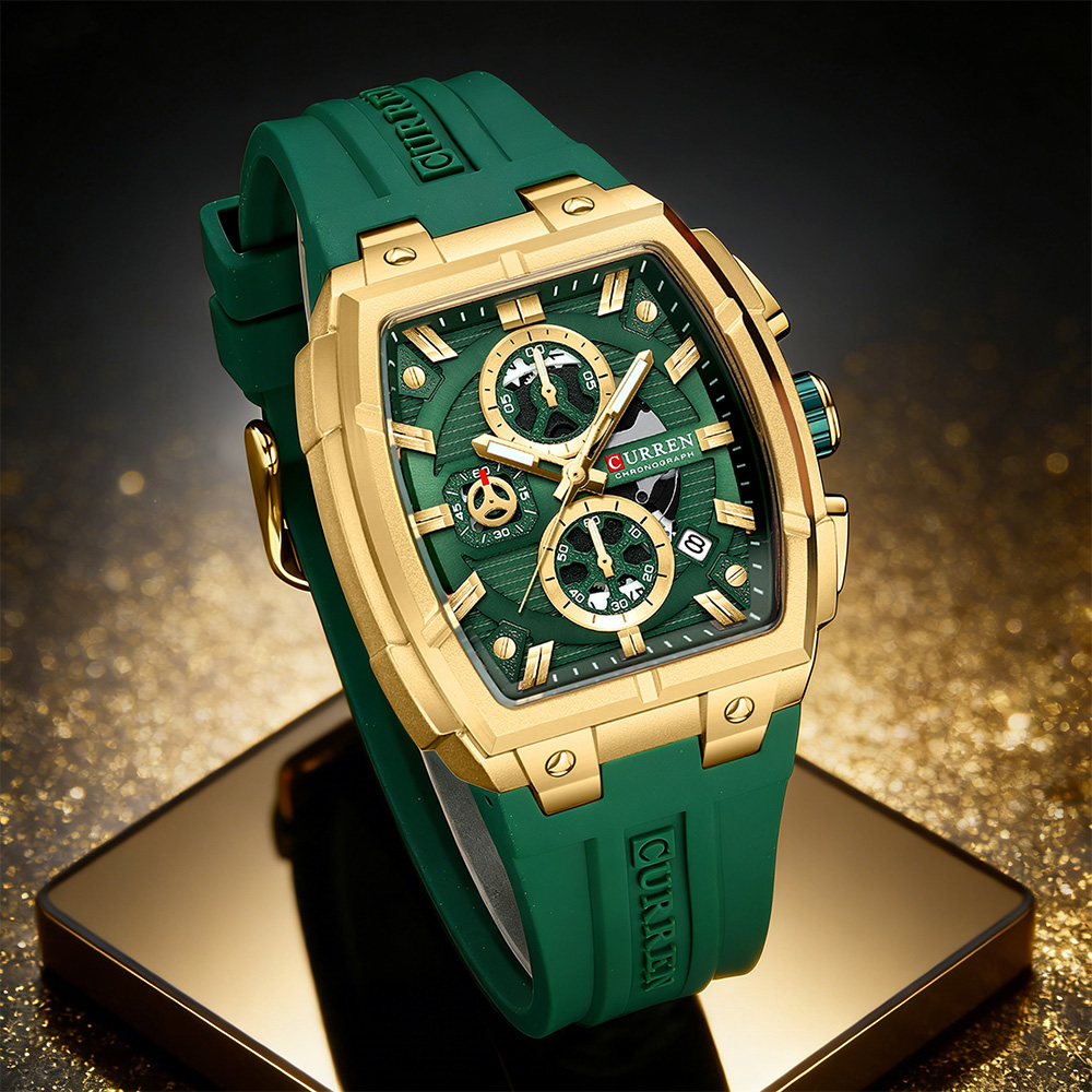 Luxury Watch With Bracelet - CURREN 남성용 럭셔리 빈티지 시계, 실리콘