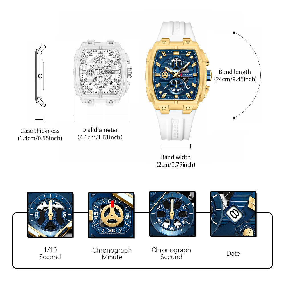 CURREN 남성용 럭셔리 빈티지 시계, 실리콘 스트랩 - Luxury Watch With Bracelet 리뷰 및 가격