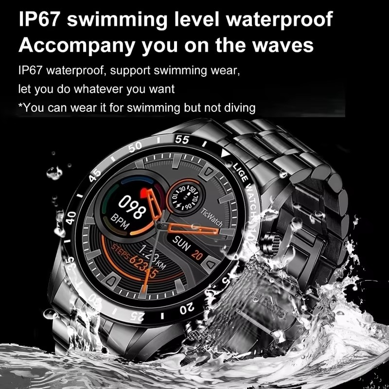 LIGE 새로운 블루투스 통화 스마트 시계 남자 전체  - Luxury Watch Korea 리뷰 및 가격