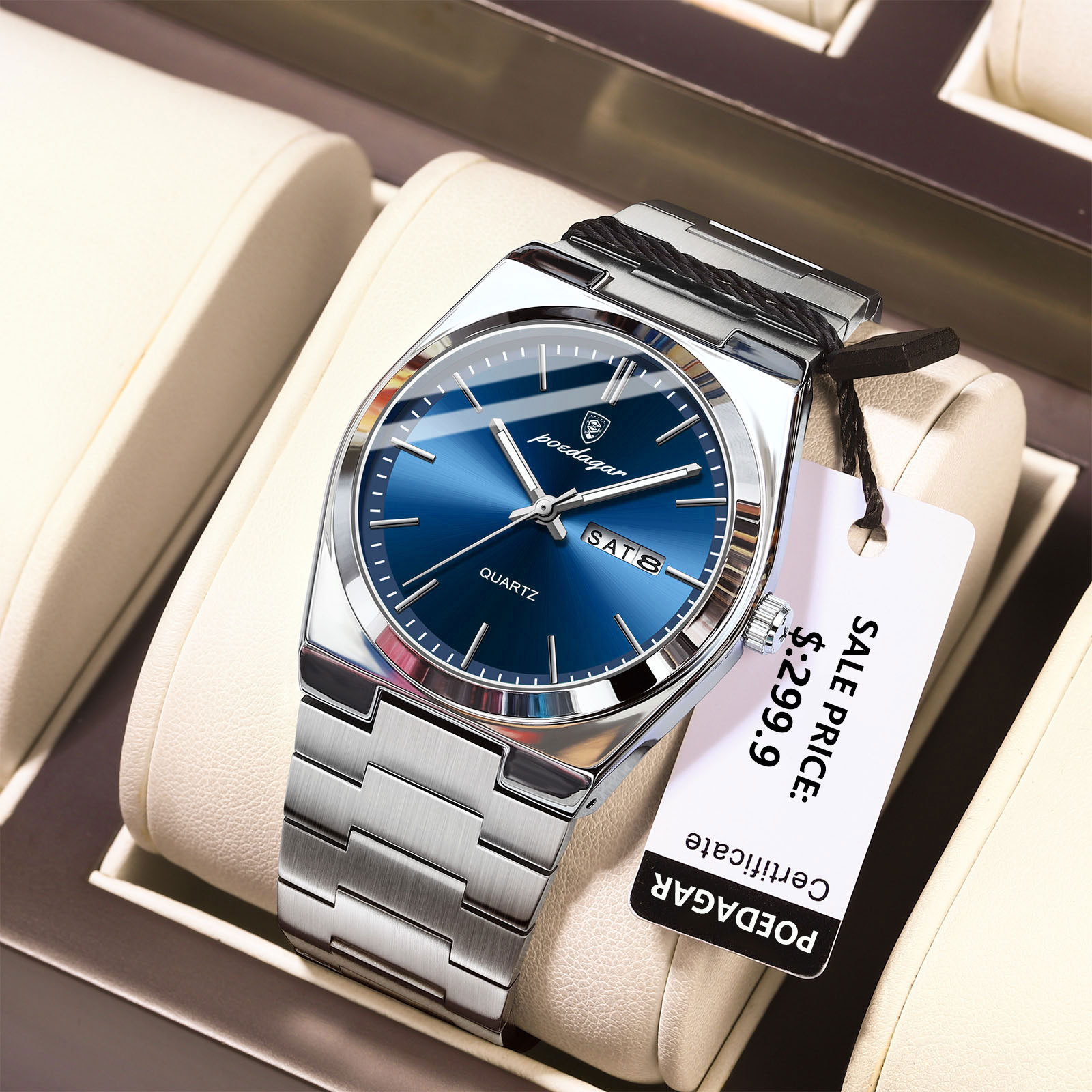 POEDAGAR 남성용 럭셔리 시계 스테인레스 스틸 방 - Luxury Watch Ap 리뷰 및 가격