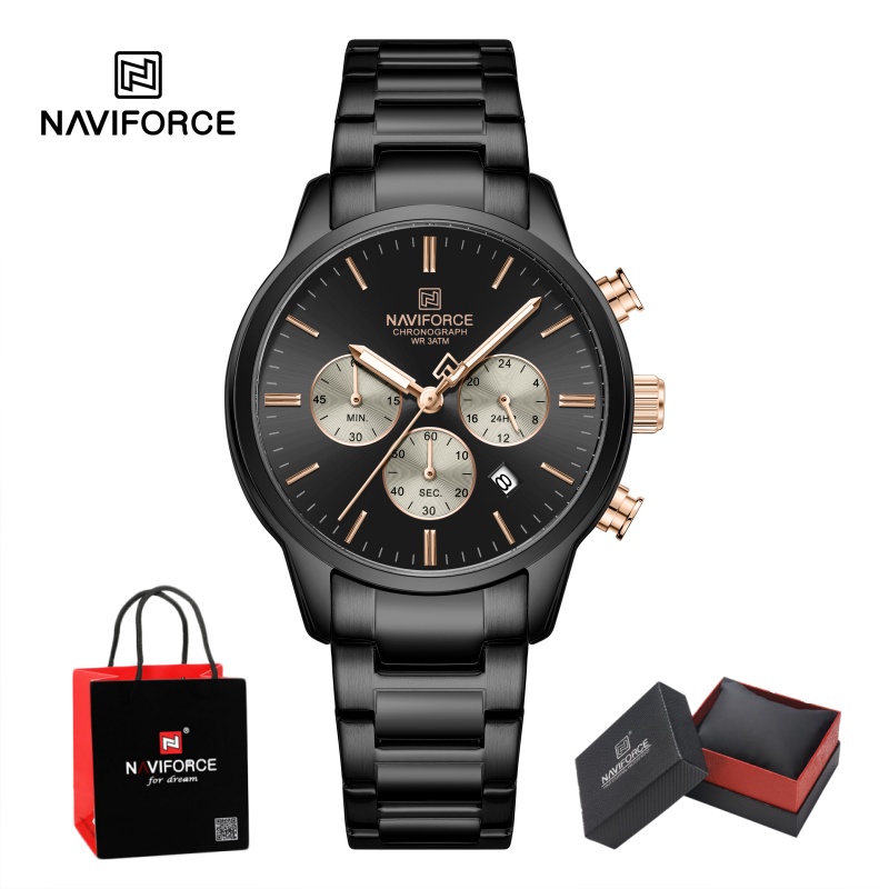 NAVIFORCE 남성용 쿼츠 크로노그래프 시계 방수  - Luxury Watch With Bracelet 리뷰 및 가격