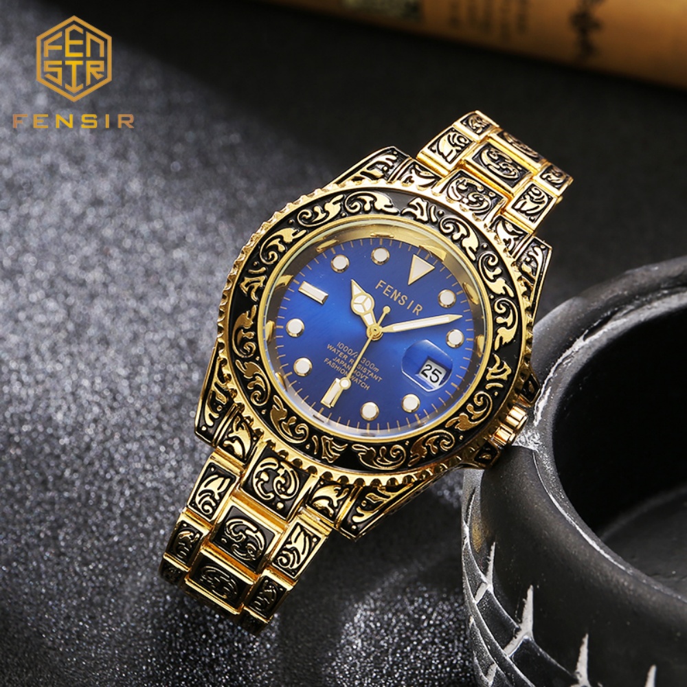 빈티지 엠보싱 남성용 쿼츠 시계, 개인 맞춤형 달력 손 - Luxury Watch And Price 리뷰 및 가격
