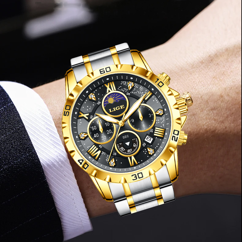 LIGE 최고 브랜드 럭셔리 쿼츠 남성용 시계 캐주얼  - Luxury Watch Brands 리뷰 및 가격